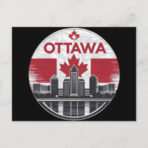 Postal Paisaje urbano retro del horizonte de Ottawa Canad