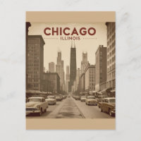 Paisaje urbano vintage de la ciudad de Chicago Ill