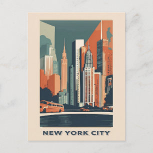 Postal Paisaje urbano vintage de la ciudad de Nueva York