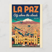 Paisaje urbano vintage de La Paz Bolivia Viaje ret
