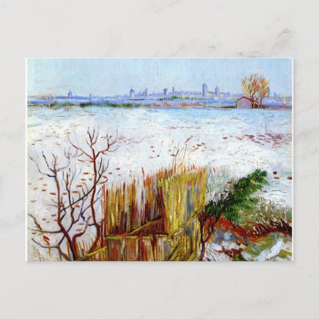 Postal Paisaje Van Gogh-Snowy con arles en segundo plano (Anverso)