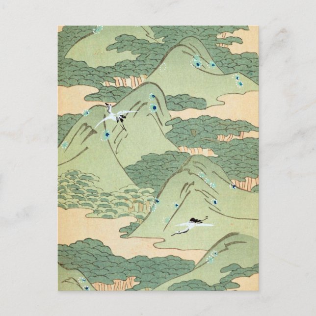 Postal Paisaje verde vintage (Anverso)