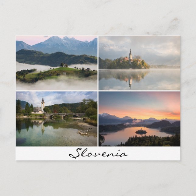 Postal Paisajes de Eslovenia con recuerdos de collage de  (Anverso)