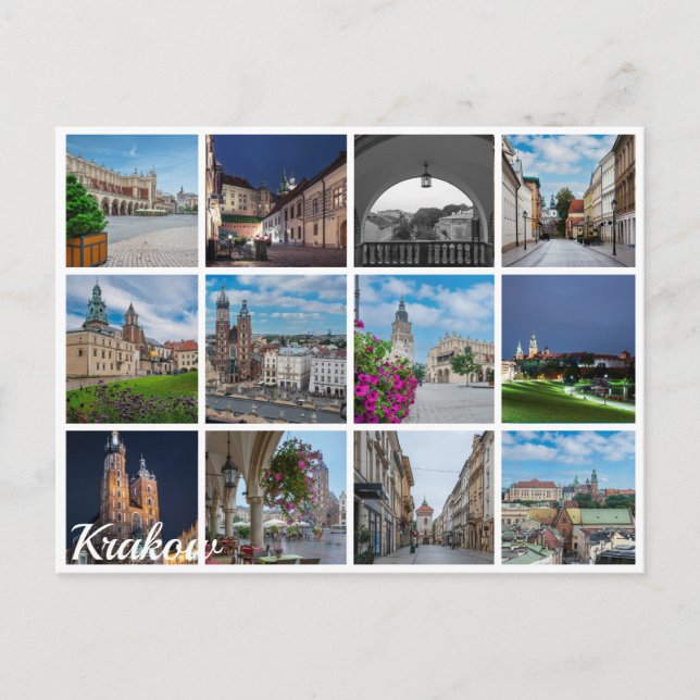 Postal Paisajes del casco antiguo de Cracovia, Polonia (Anverso)