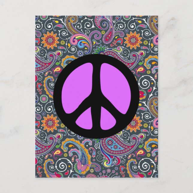 Postal Paisley brillante en negro plano (Anverso)