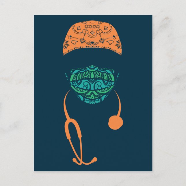 Postal paisley con máscara (Anverso)