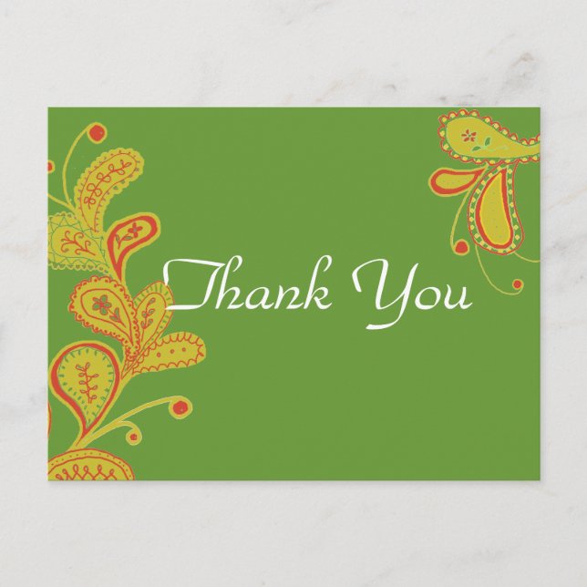 Postal Paisley Fern Green Gracias (Anverso)
