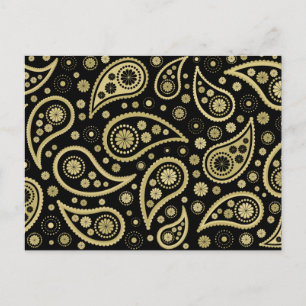 Postal Paisley Funky Print in Black & Golds
