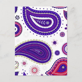 Postal Paisley púrpura, patrón de flores coloridas