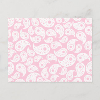 Postal Paisley rosa blanco y pastel.