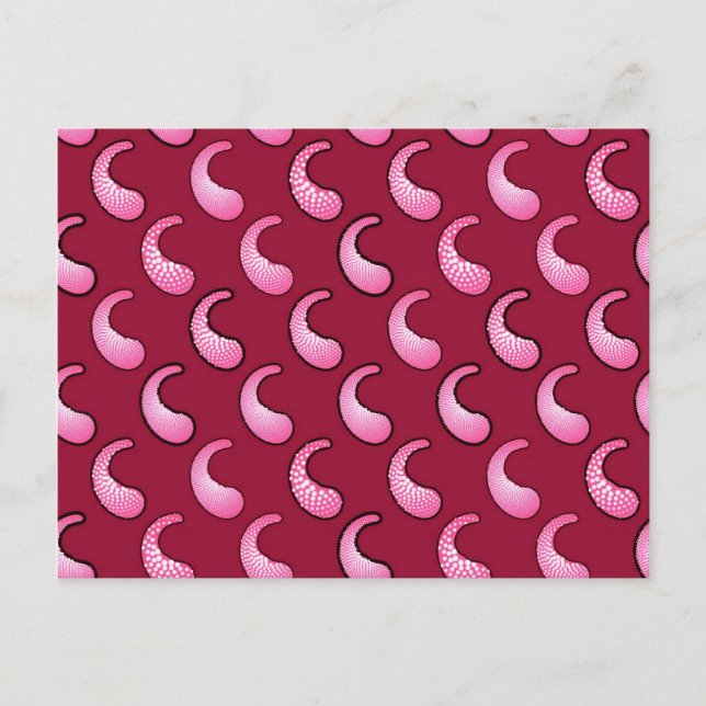 Postal Paisley rosa sobre granate (Anverso)