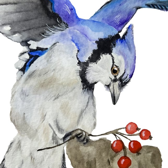 Postal Pajarera azul acuarela (Subido por el creador)