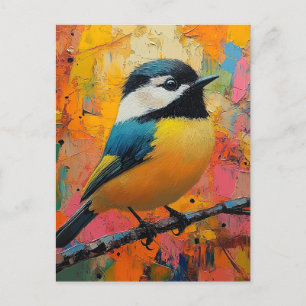 Postal Pajarito Colorido en Rama