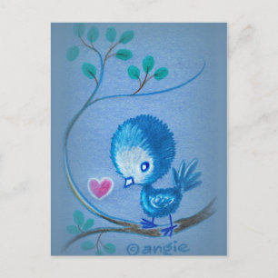 Postal Pájaro Azul Adorable