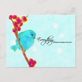 Postal Pájaro azul de la felicidad - Todo está funcionand