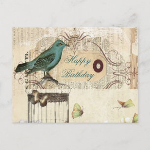 Postal pájaro botánico pájaro fresco moderno