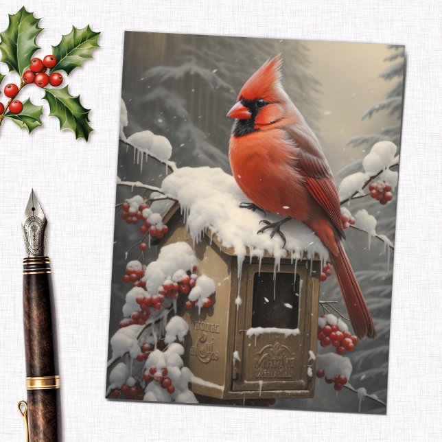 Postal Pájaro cardenal rojo en un buzón (Subido por el creador)
