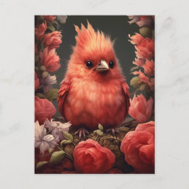 Postal Pájaro cardinal lindo - Pintura caprichosa