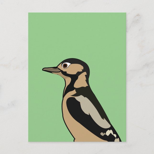 Postal Pájaro Carpintero Arte Natural (Anverso)