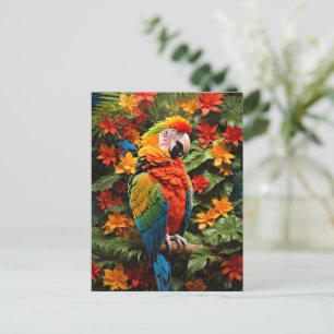 Postal Pájaro colorido de Macao