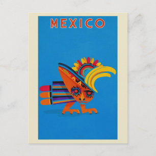 Postal Pájaro Colorido de México Antiguo Viaje
