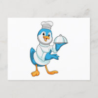 Pájaro como cocinero con fuente