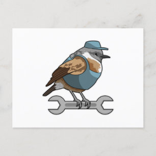 Postal Pájaro como timonero con llave
