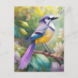 Postal Pájaro de fantasía arrendajo azul violáceo