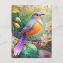 Pájaro de fantasía de cabeza lavanda y pecho naran