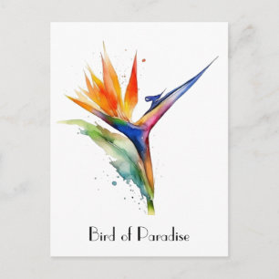 Postal Pájaro de la acuarela del paraíso, personalizado