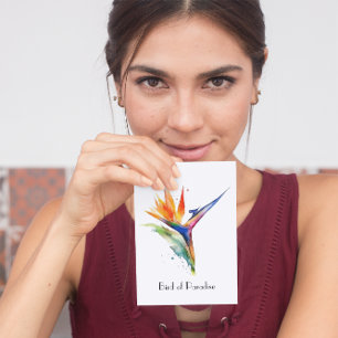 Postal Pájaro de la acuarela del paraíso, personalizado