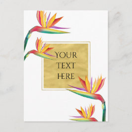 Postal Pájaro de Paraíso Elegante Bodas de Oro Blanco