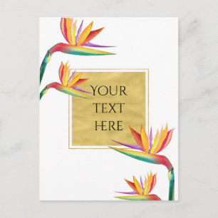 Postal Pájaro de Paraíso Elegante Bodas de Oro Blanco