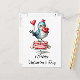 Postal Pájaro de San Valentín divertido y lindo en un pas