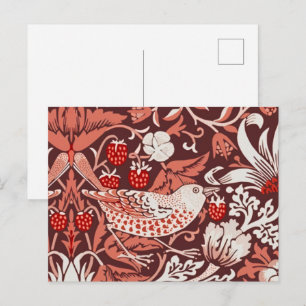 Postal Pájaro de Terracota Strawberry Thief de William Mo