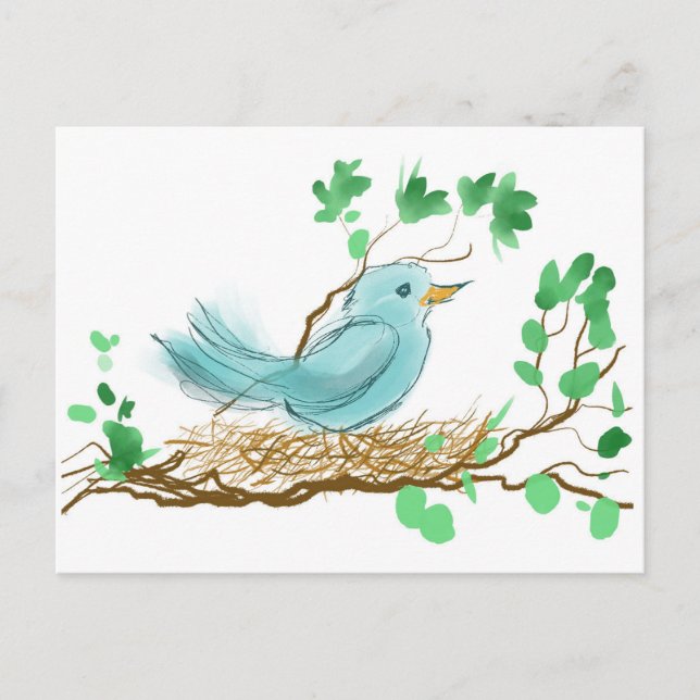 Postal Pájaro en Nido (Anverso)