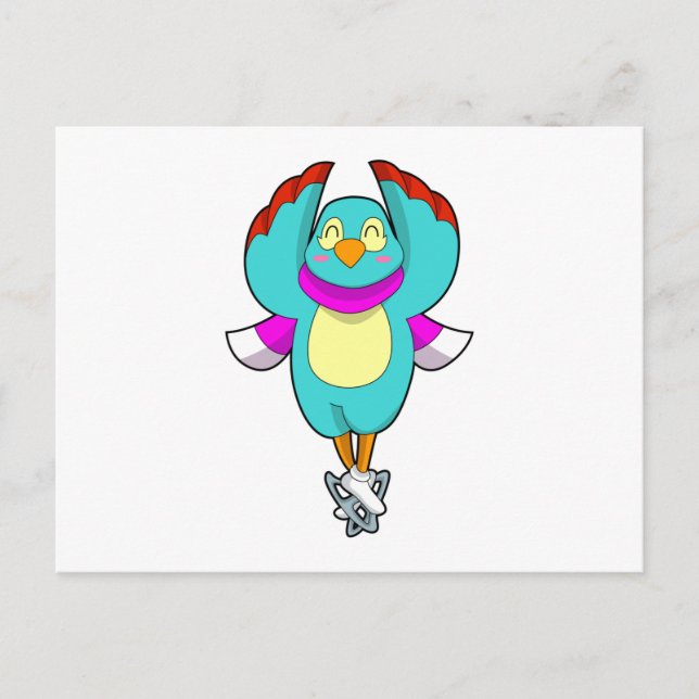 Postal Pájaro en patinaje sobre hielo con patines de hiel (Anverso)