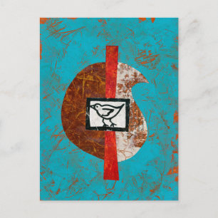 Postal Pájaro En Una Postcarta De Senderismo