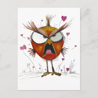 Postal Pájaro Enfadado Divertido