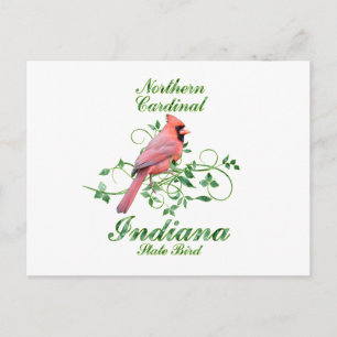 Postal Pájaro estatal Cardinal Indiana