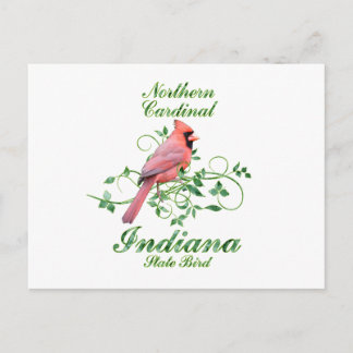 Postal Pájaro estatal Cardinal Indiana