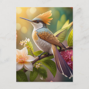 Postal Pájaro Fantasía de Mielero Crestidorado