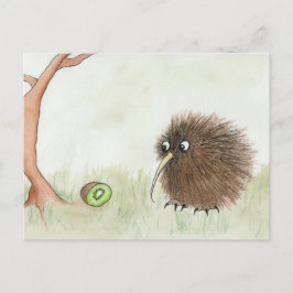 Postal Pájaro Kiwi y fruta de Kiwi