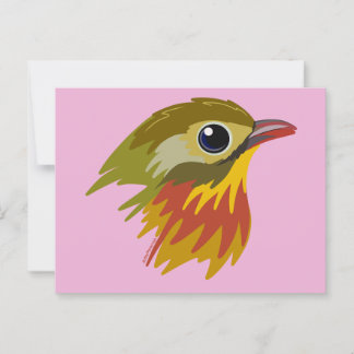 Postal Pájaro Leiothrix con billetera roja —simplificado