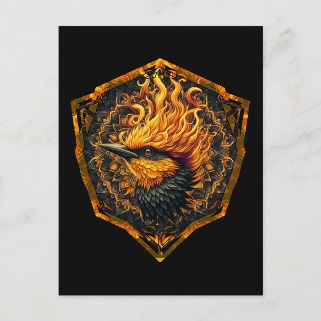Postal Pájaro mítico de llama (Anverso)