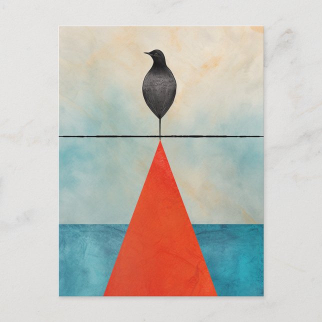 Postal Pájaro negro en un triángulo rojo (Anverso)