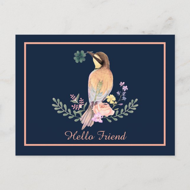 Postal Pájaro pastel (Anverso)