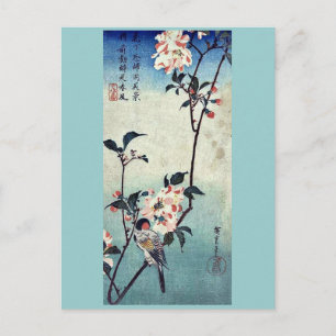 Postal Pájaro pequeño en una rama de Andō,Hiroshige