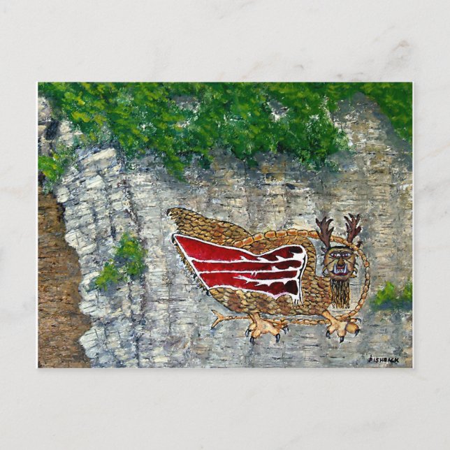 Postal Pájaro Piasa Leyenda Nativa Americana de Illinois (Anverso)