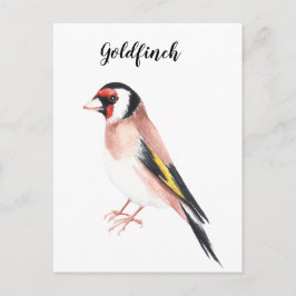 Postal Pájaro pintado con acuarela de oro. Bonita carta.